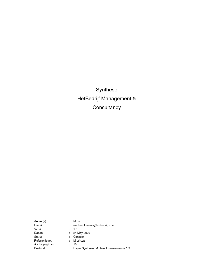 Synthesis  Business School "Alliantie management" (Dutch) (10-page PDF document) Preview Image
