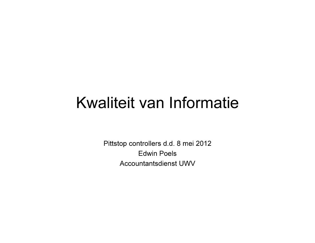 Quality of management information (Dutch)