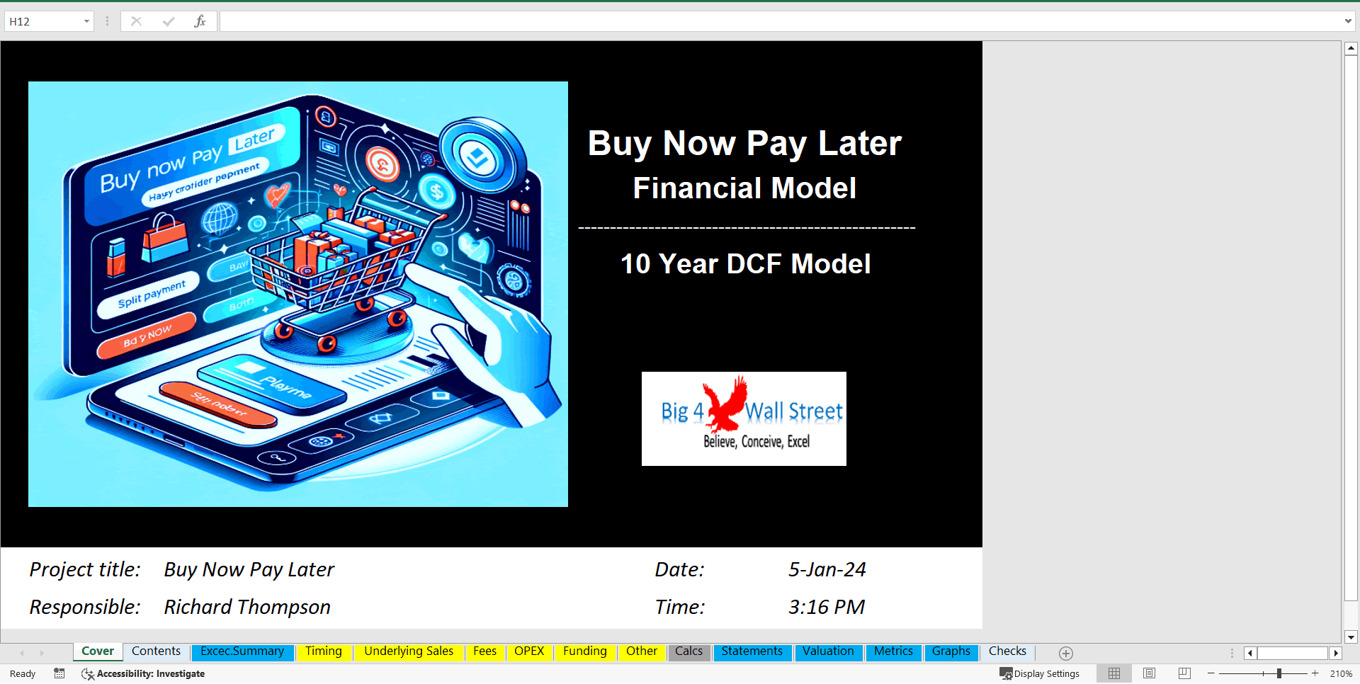 Buy Now Pay Later DCF Model & Valuation (10 Year DCF Model) (Excel template (XLSX)) Preview Image