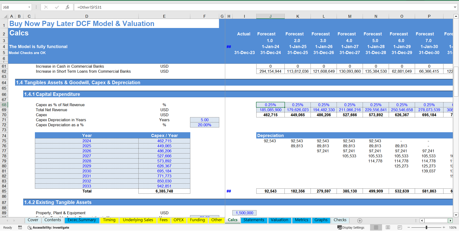 Buy Now Pay Later DCF Model & Valuation (10 Year DCF Model) (Excel template (XLSX)) Preview Image