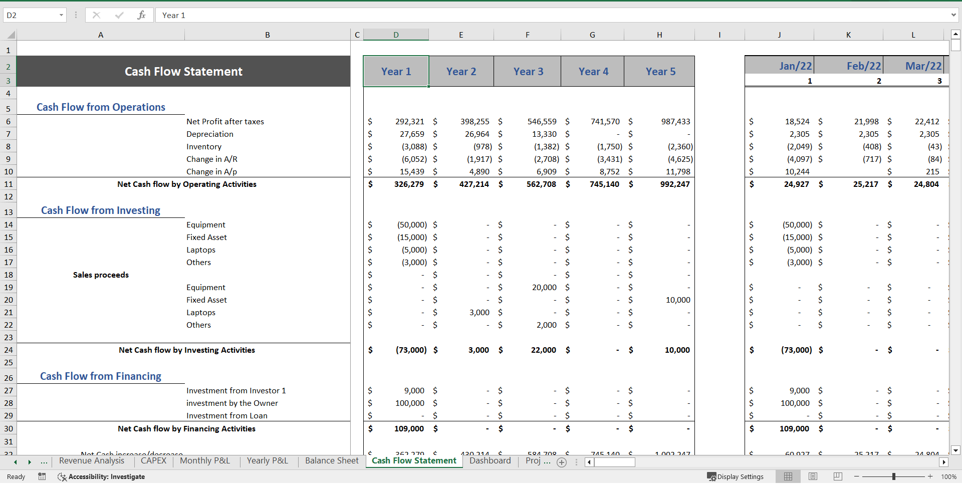 Furniture Store Excel Financial Model (Excel template (XLSX)) Preview Image