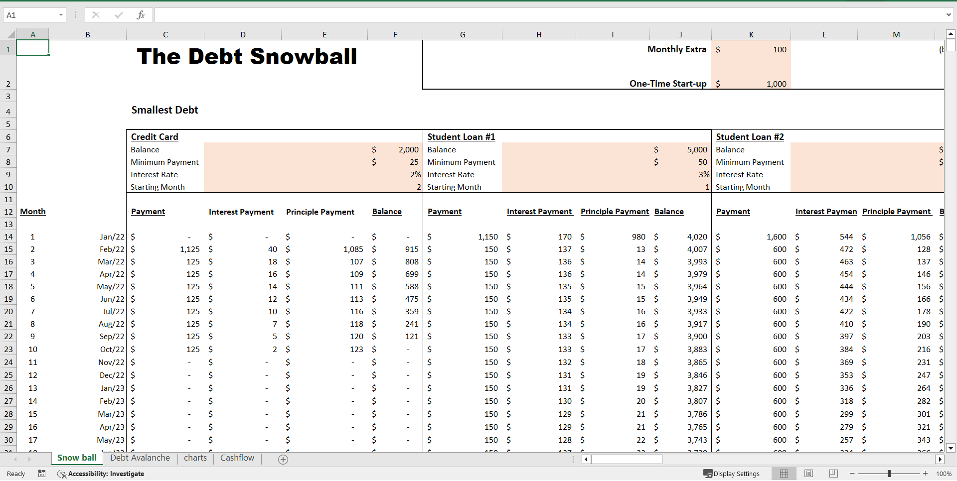 Debt Off and Payment Tracker Excel Tool