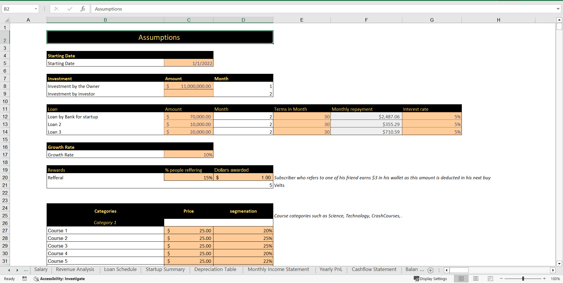 SVOD Education Excel Financial Model Template (Excel template (XLSX)) Preview Image