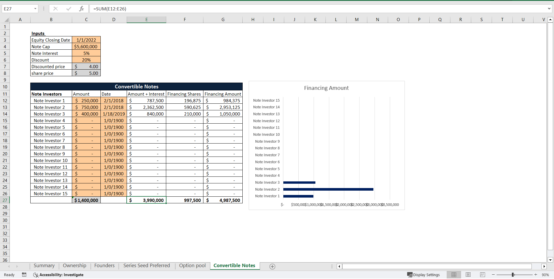 Proforma Cap Table Excel Template (Excel template (XLSX)) Preview Image