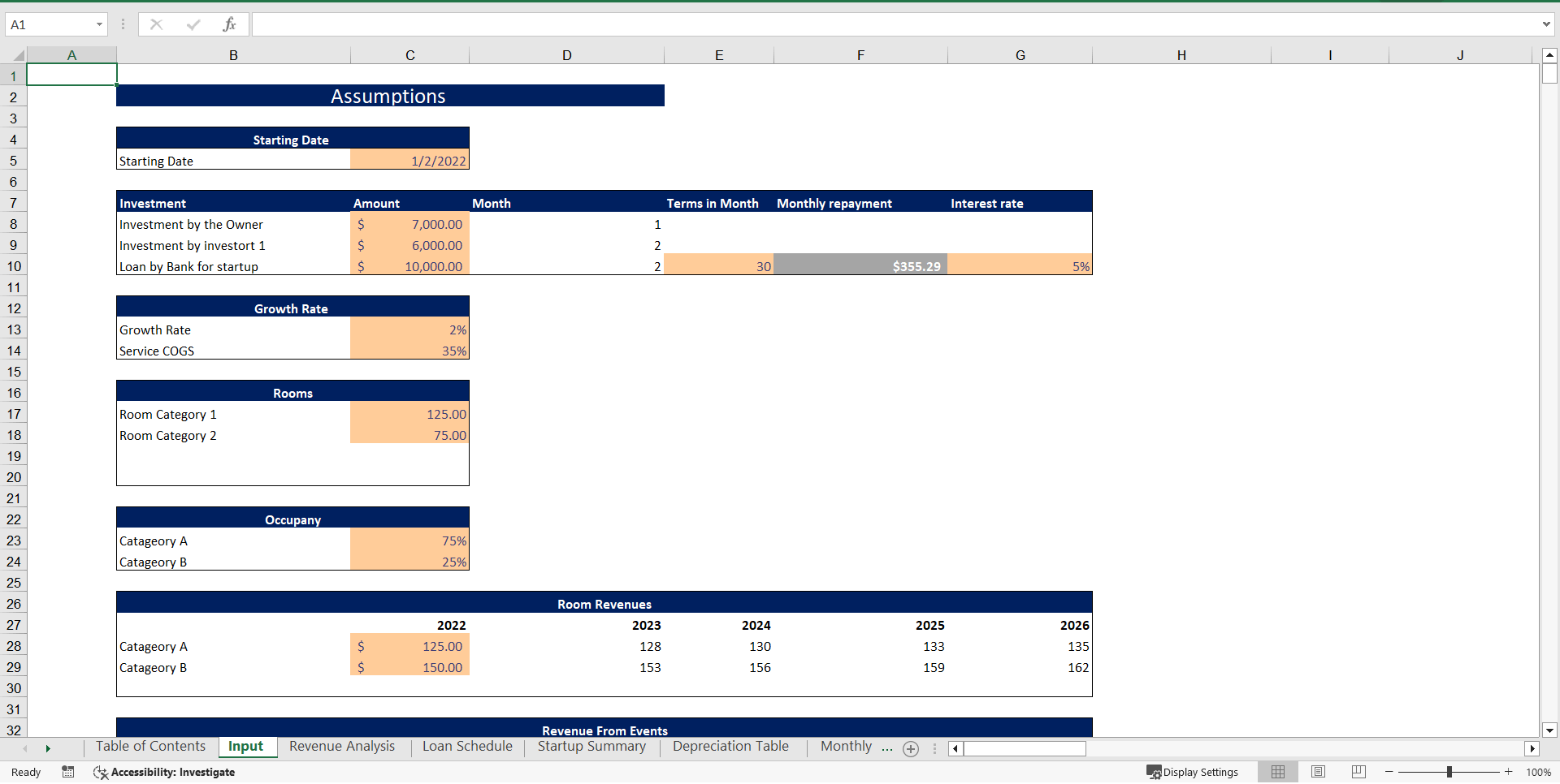 Pet Hotel Excel Financial Model (Excel template (XLSX)) Preview Image