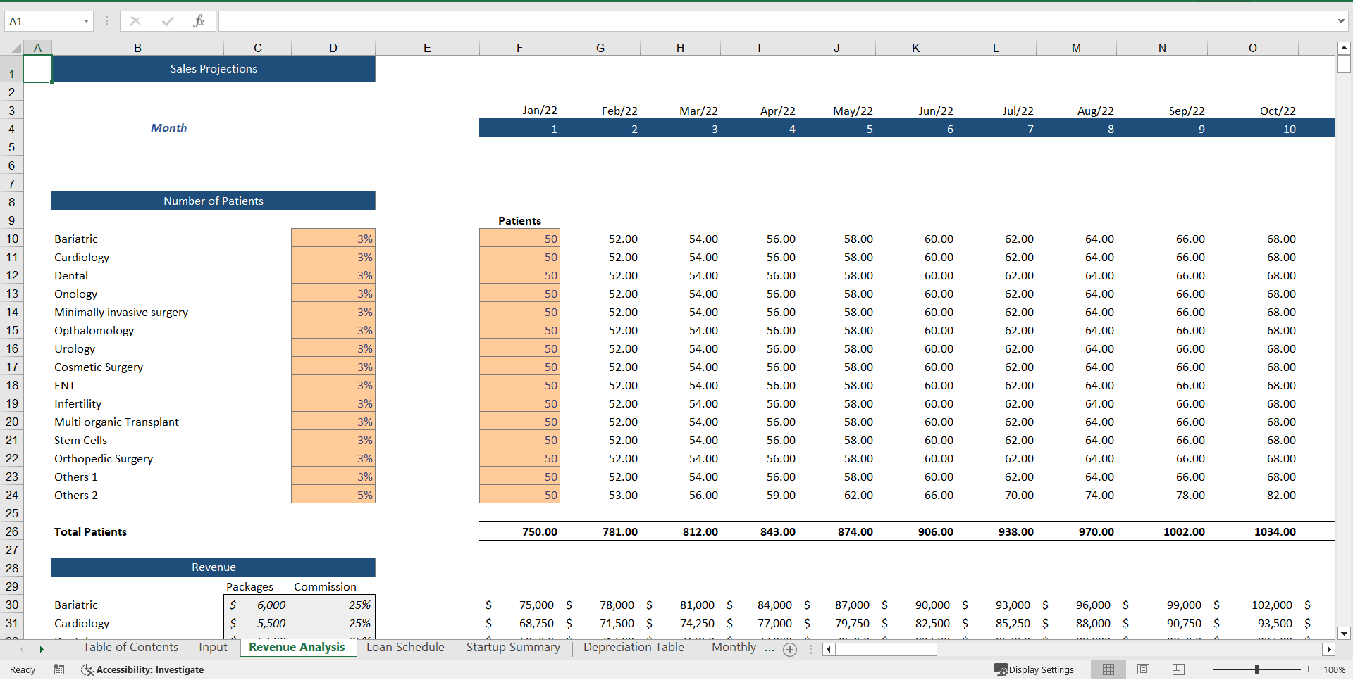 Medical Tourism Projections Excel Financial Model (Excel template (XLSX)) Preview Image