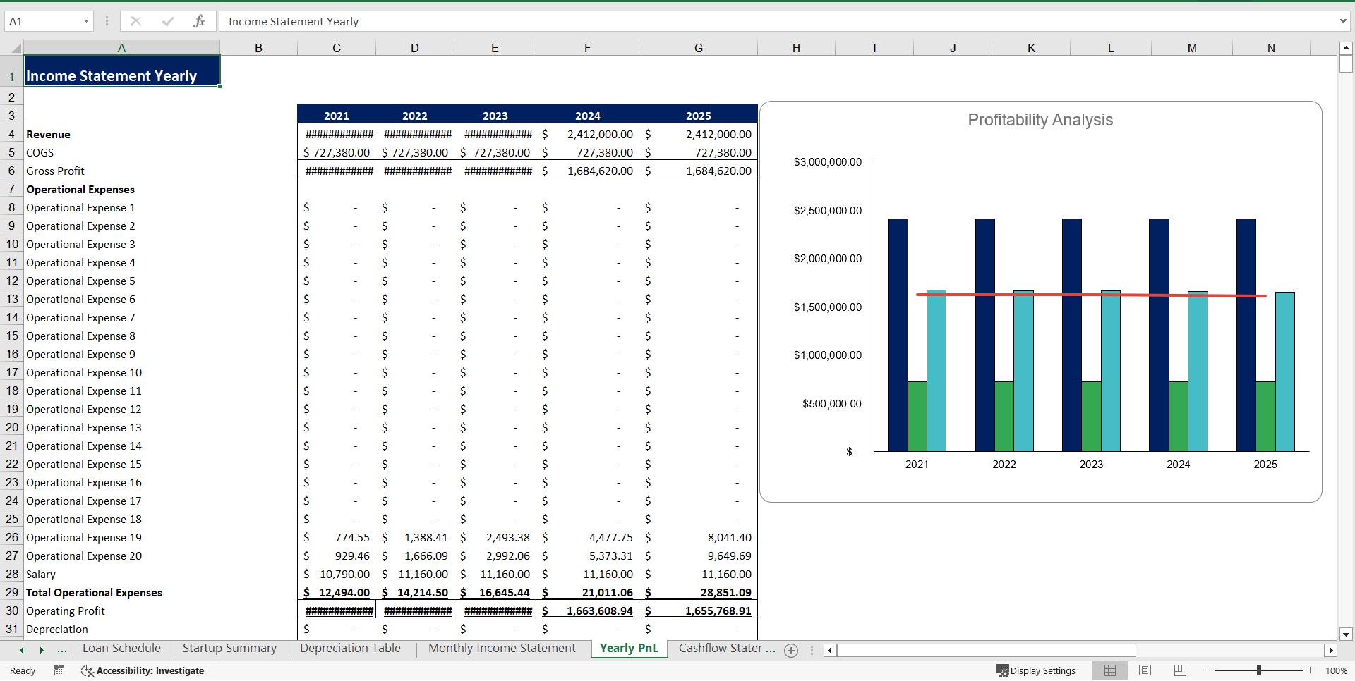 Tai Chi Center Excel Financial Model (Excel template (XLSX)) Preview Image