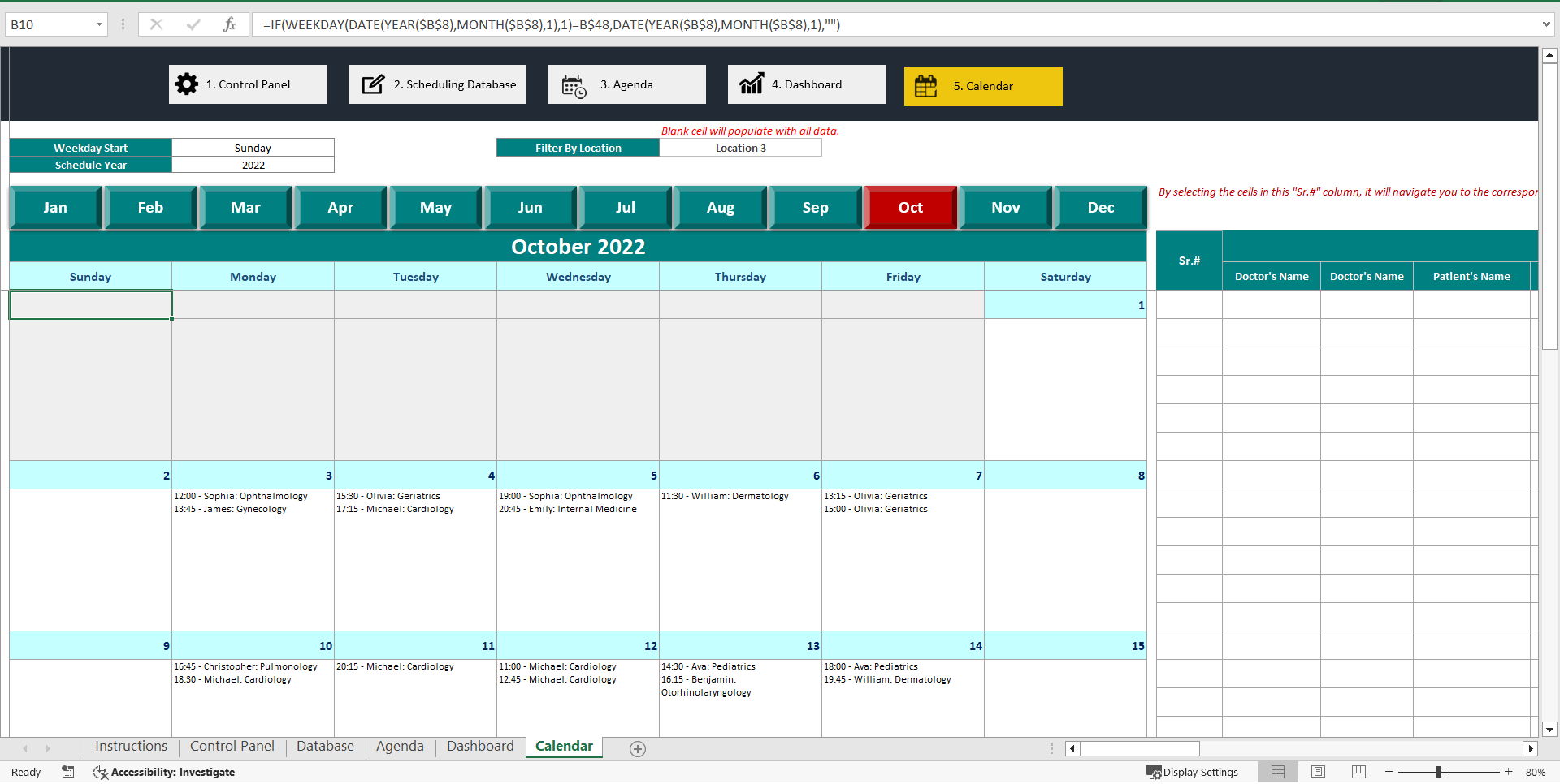 Appointment Management for Medical Clinics (Excel template (XLSM)) Preview Image