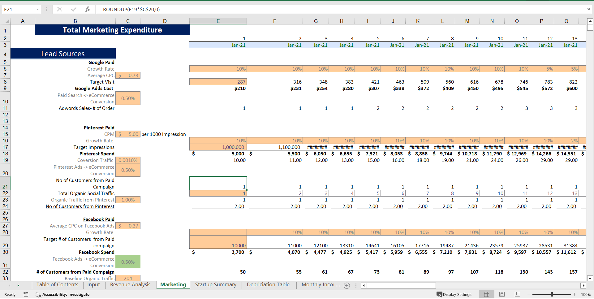 Acupuncture Center Excel Financial Model (Excel template (XLSX)) Preview Image