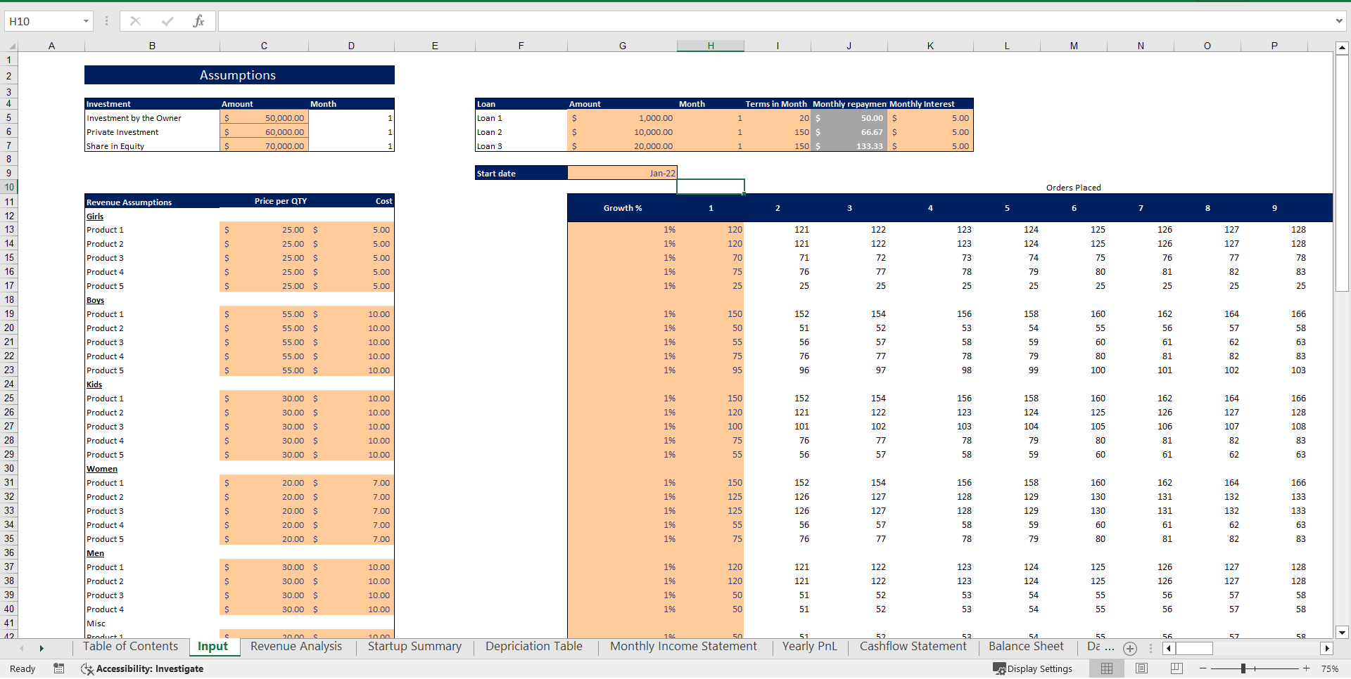 Shoe Store Excel Financial Model Template (Excel template (XLSX)) Preview Image