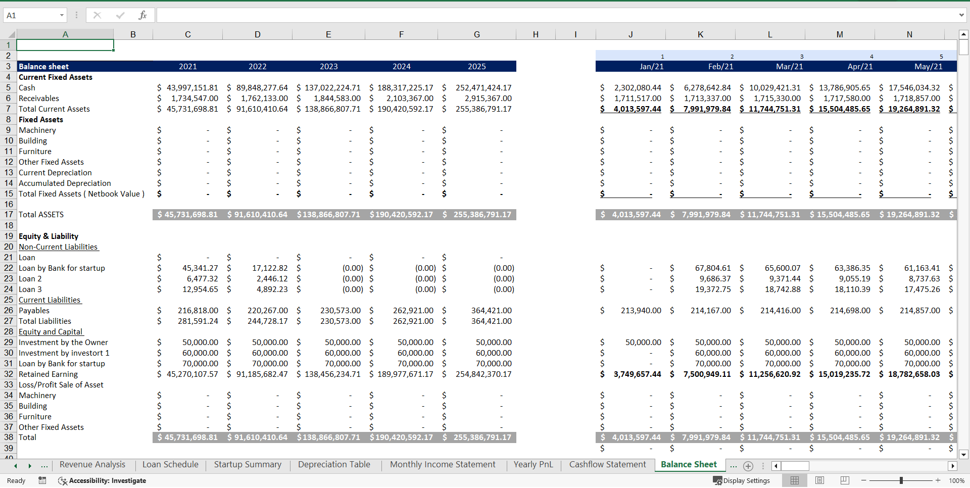 Multi-Sports Complex Excel Financial Model Template (Excel template (XLSX)) Preview Image