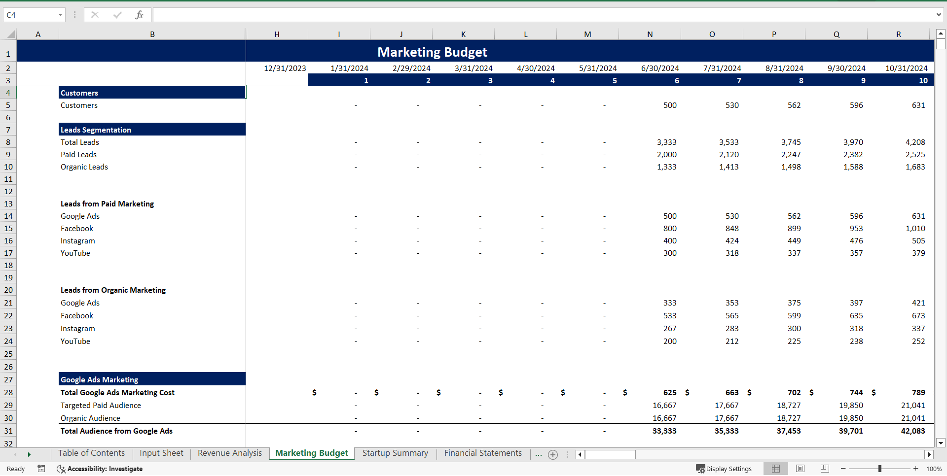 Frozen Food Excel Financial Model (Excel template (XLSX)) Preview Image