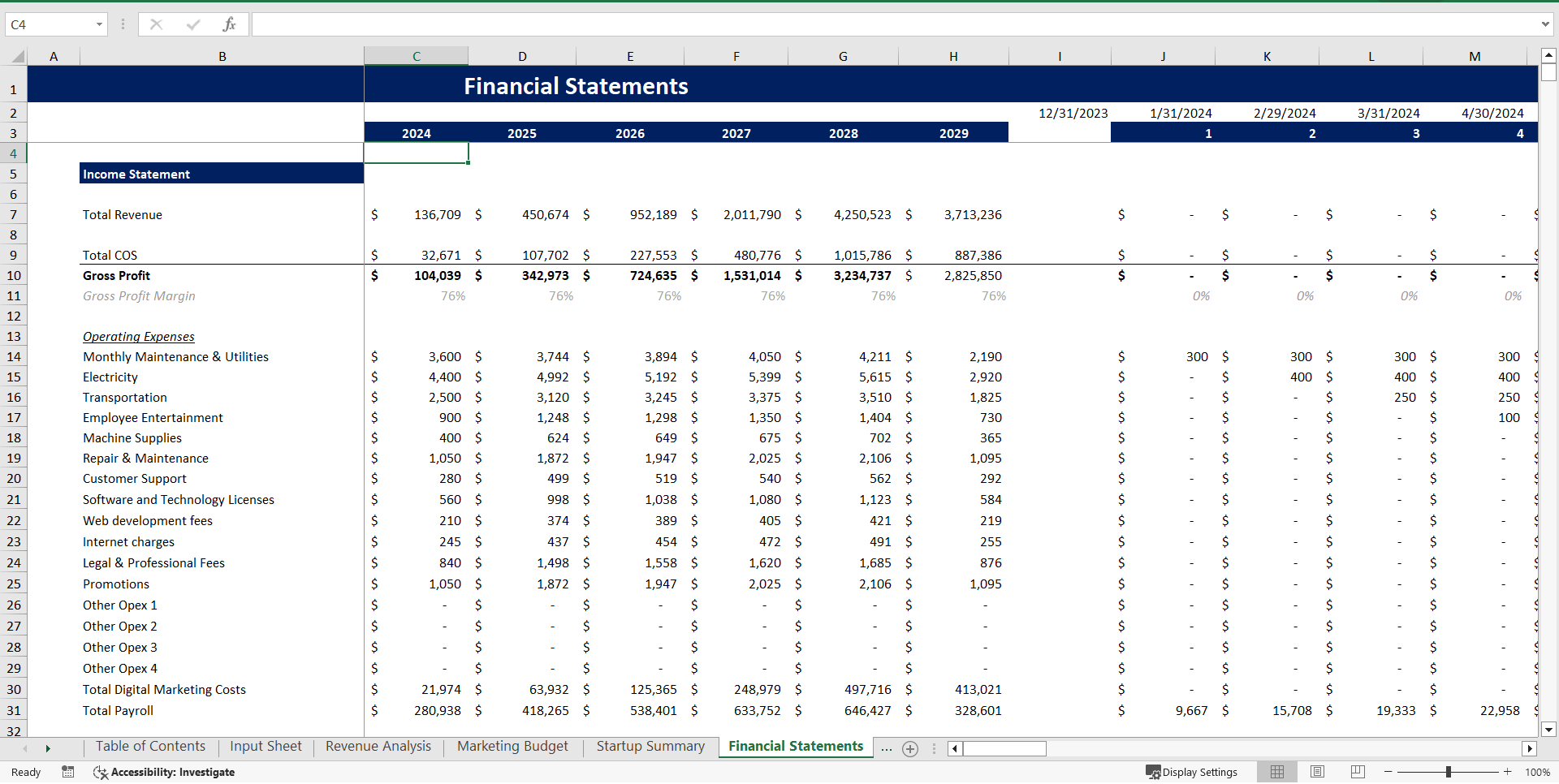 Frozen Food Excel Financial Model (Excel template (XLSX)) Preview Image