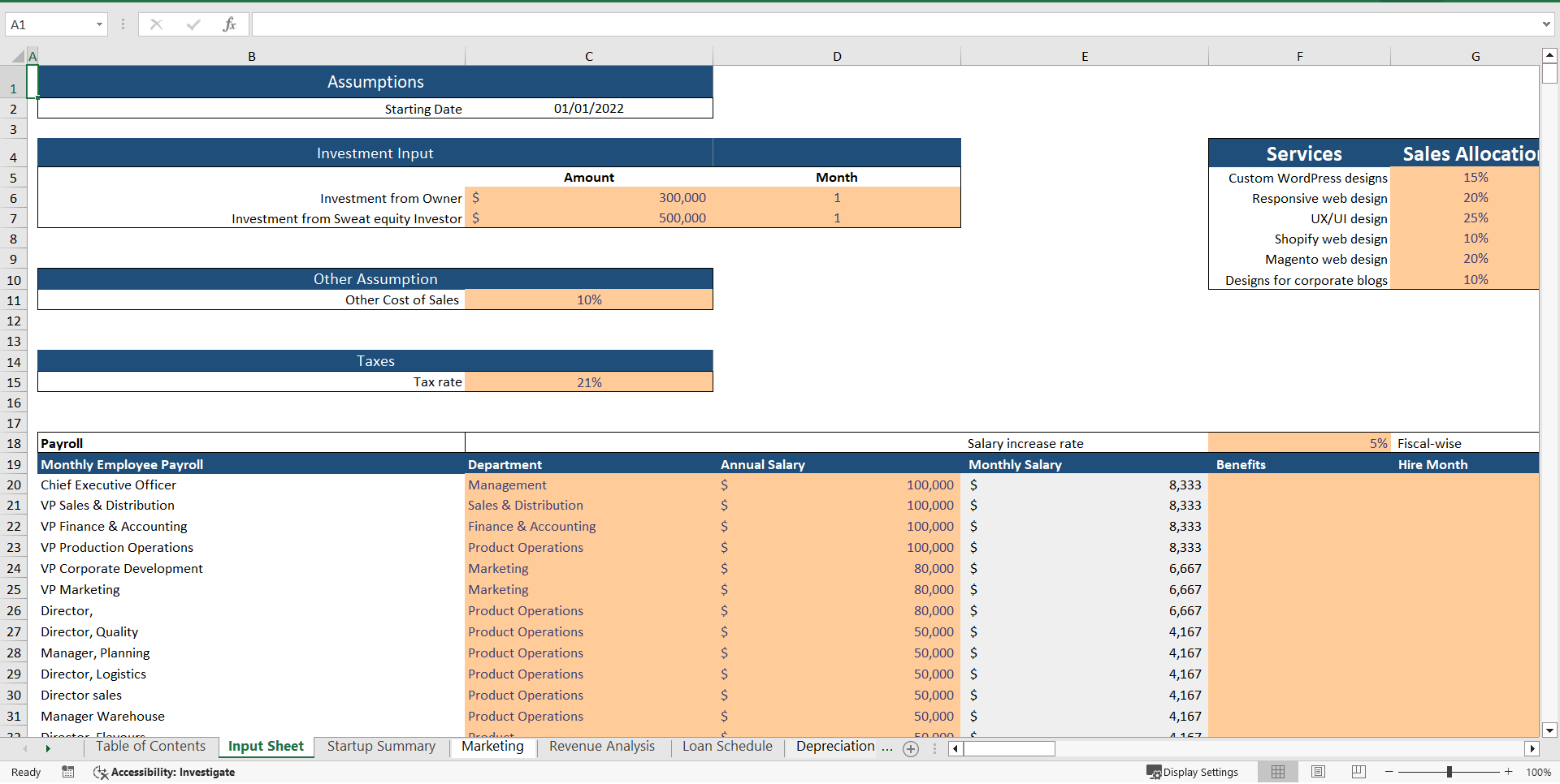 Graphic Designing Excel Financial Model (Excel template (XLSX)) Preview Image