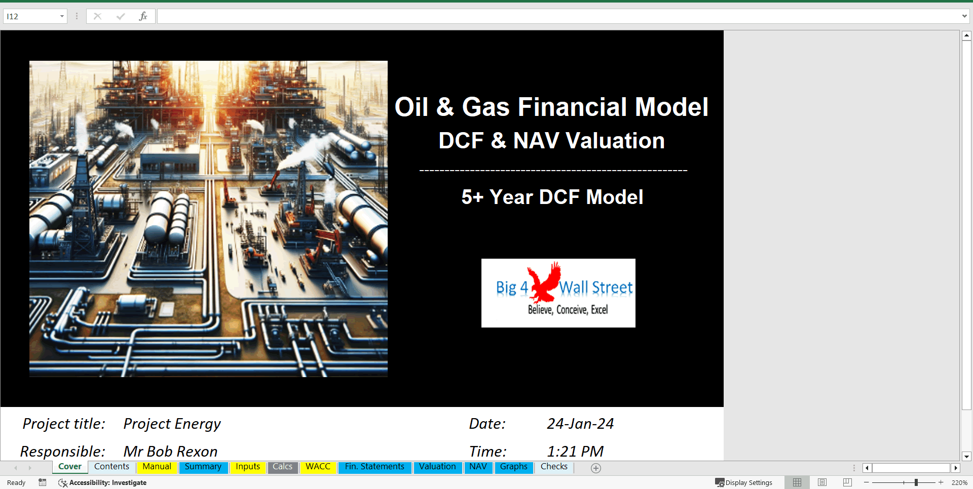 Oil & Gas Financial Model – DCF and NAV Valuation (5+ Yrs.) (Excel template (XLSX)) Preview Image