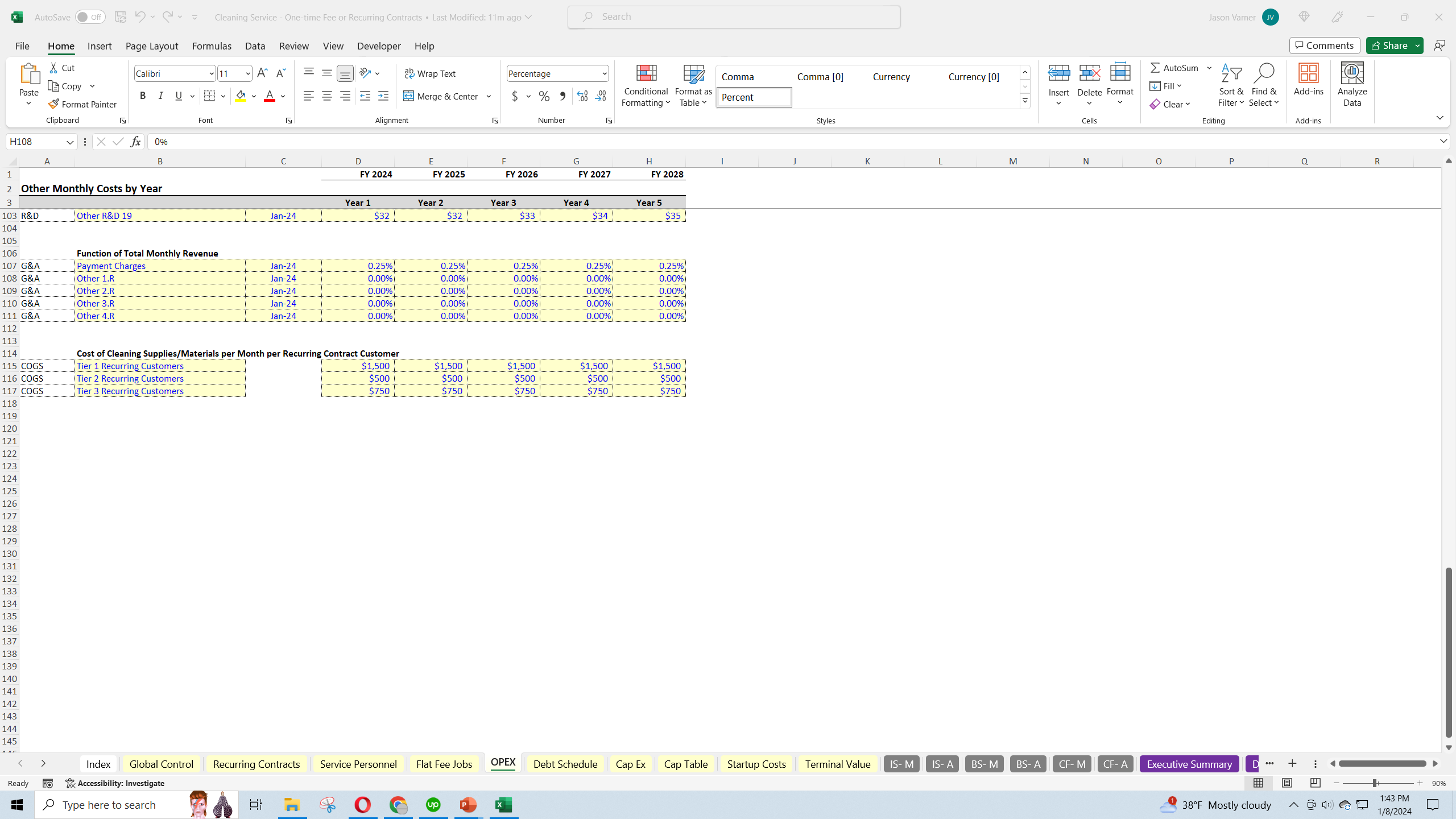 Cleaning Service Financial Feasibility Study Template (Excel template (XLSX)) Preview Image
