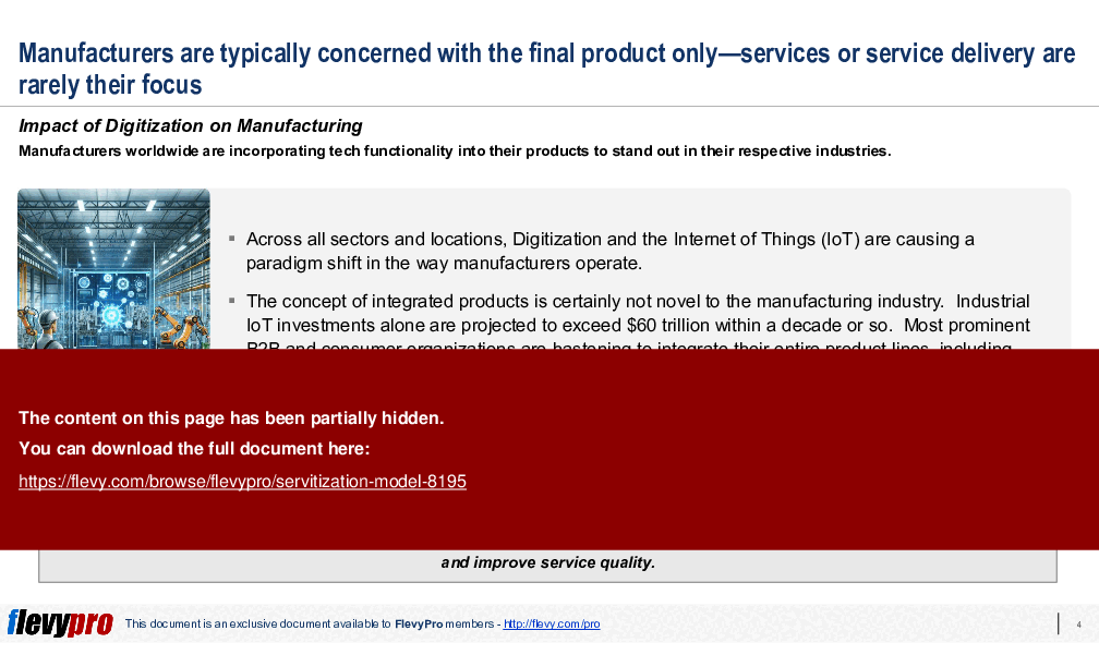 Servitization Model (30-slide PPT PowerPoint presentation (PPTX)) Preview Image