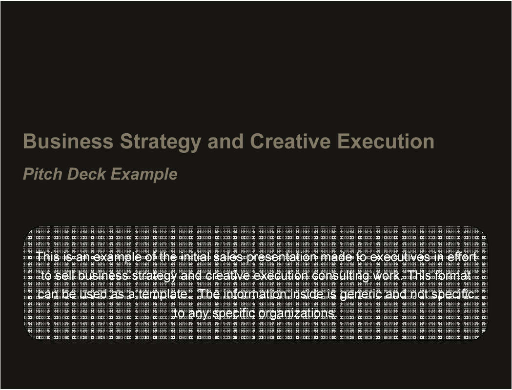 Business Strategy and Creative Execution Pitch Deck