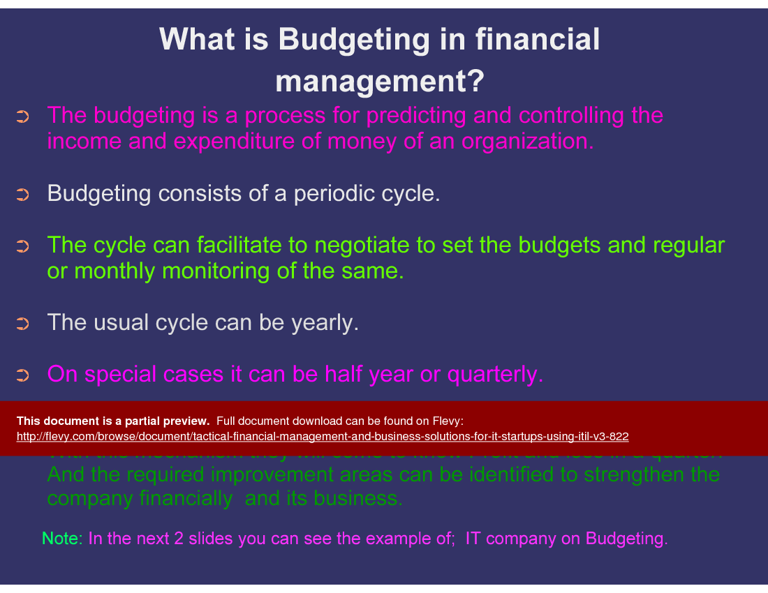Tactical Financial Management & Business Solutions (for IT Startups using ITIL V3) (54-slide PPT PowerPoint presentation (PPT)) Preview Image