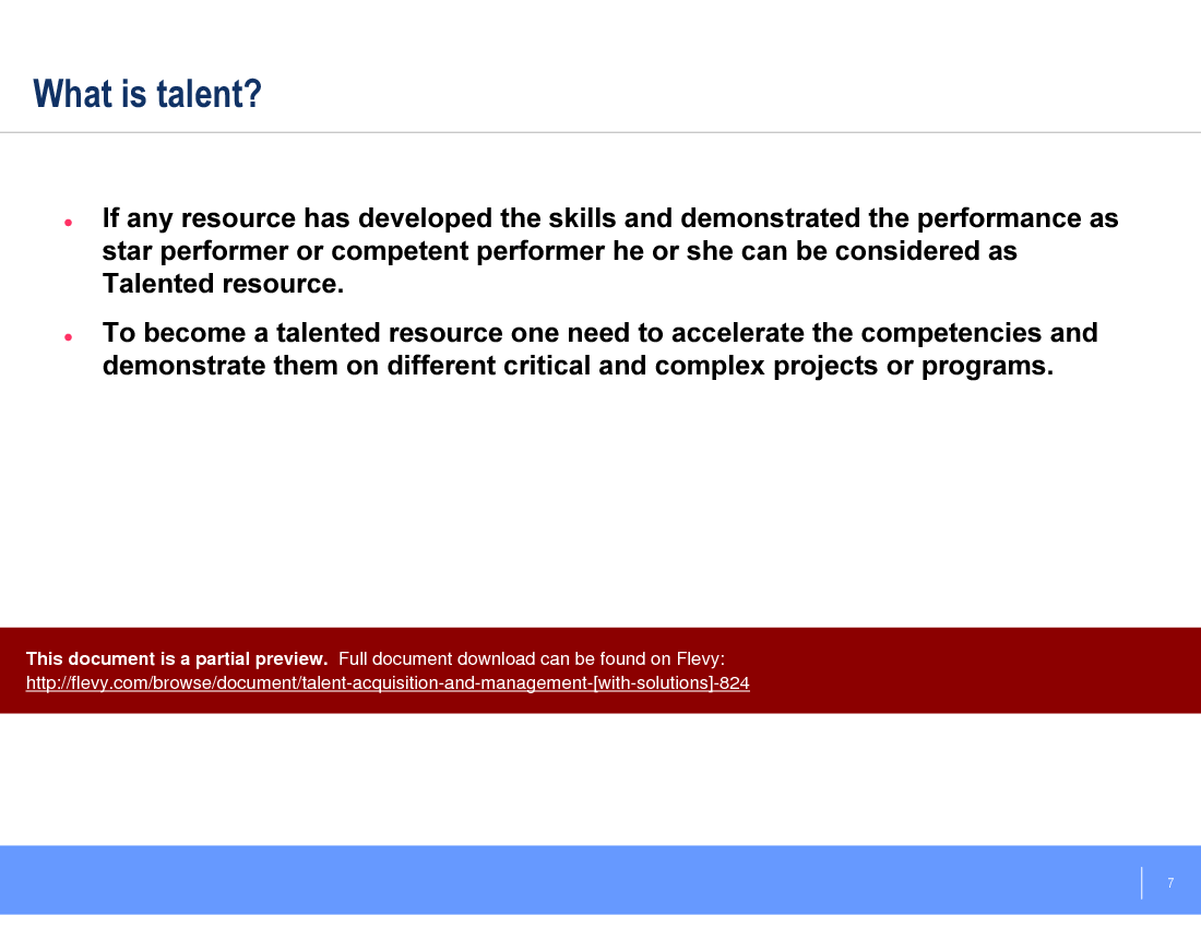 This is a partial preview of Talent Acquisition and Management (with Solutions) (23-slide PowerPoint presentation (PPT)). Full document is 23 slides. 