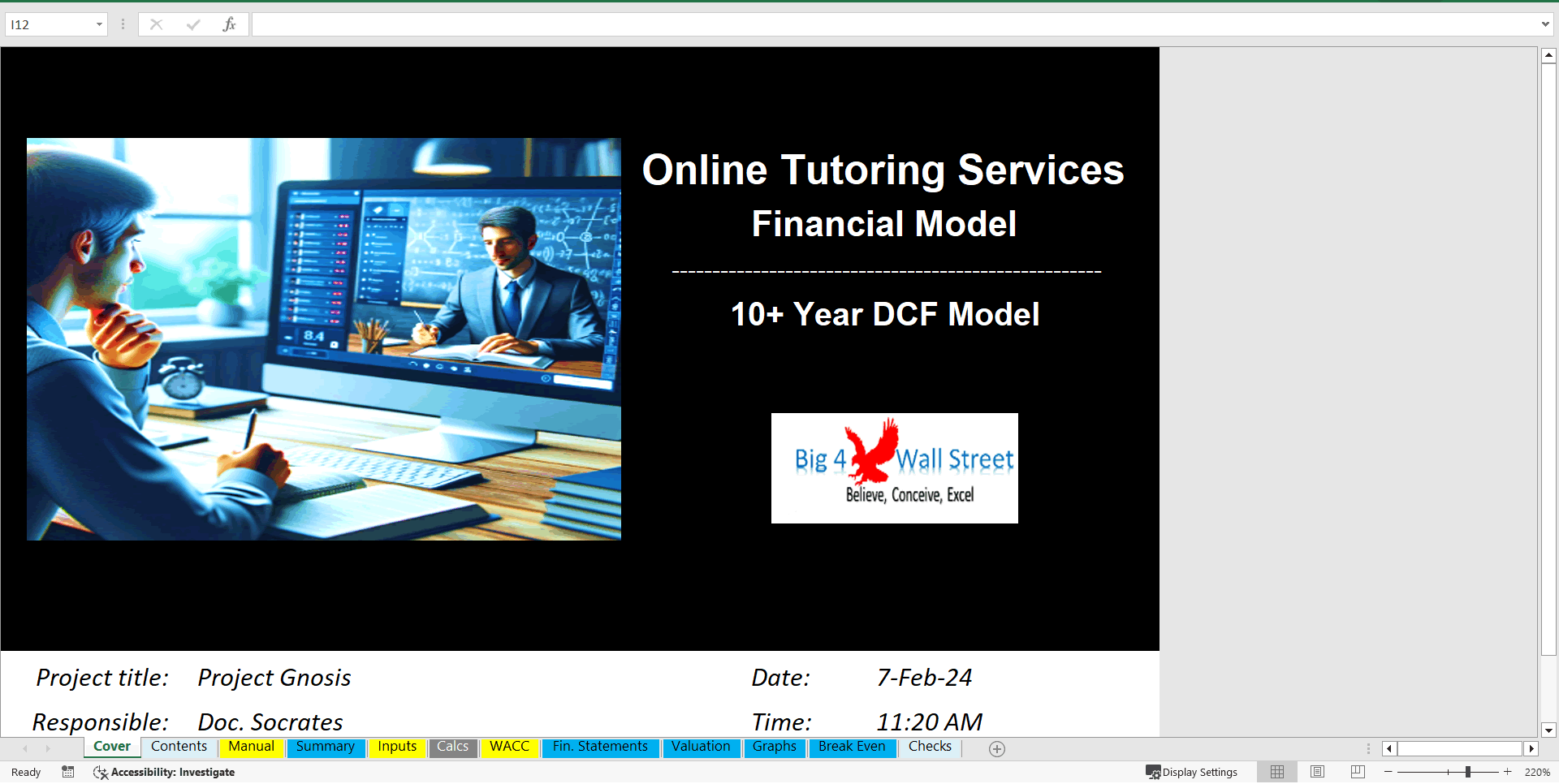 Online Tutoring Services Financial Model (DCF, Valuation)