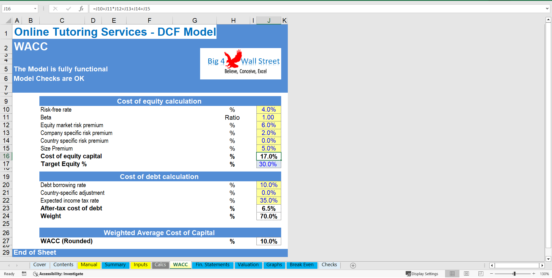 Online Tutoring Services Financial Model (DCF, Valuation) (Excel template (XLSX)) Preview Image