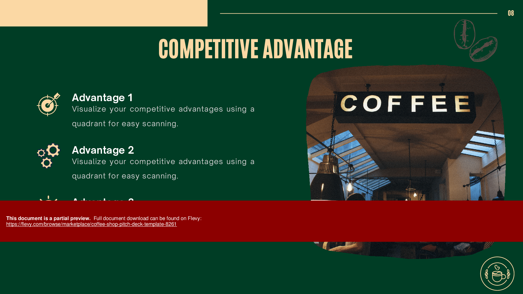 Coffee Shop Pitch Deck Template (35-page PDF document) Preview Image