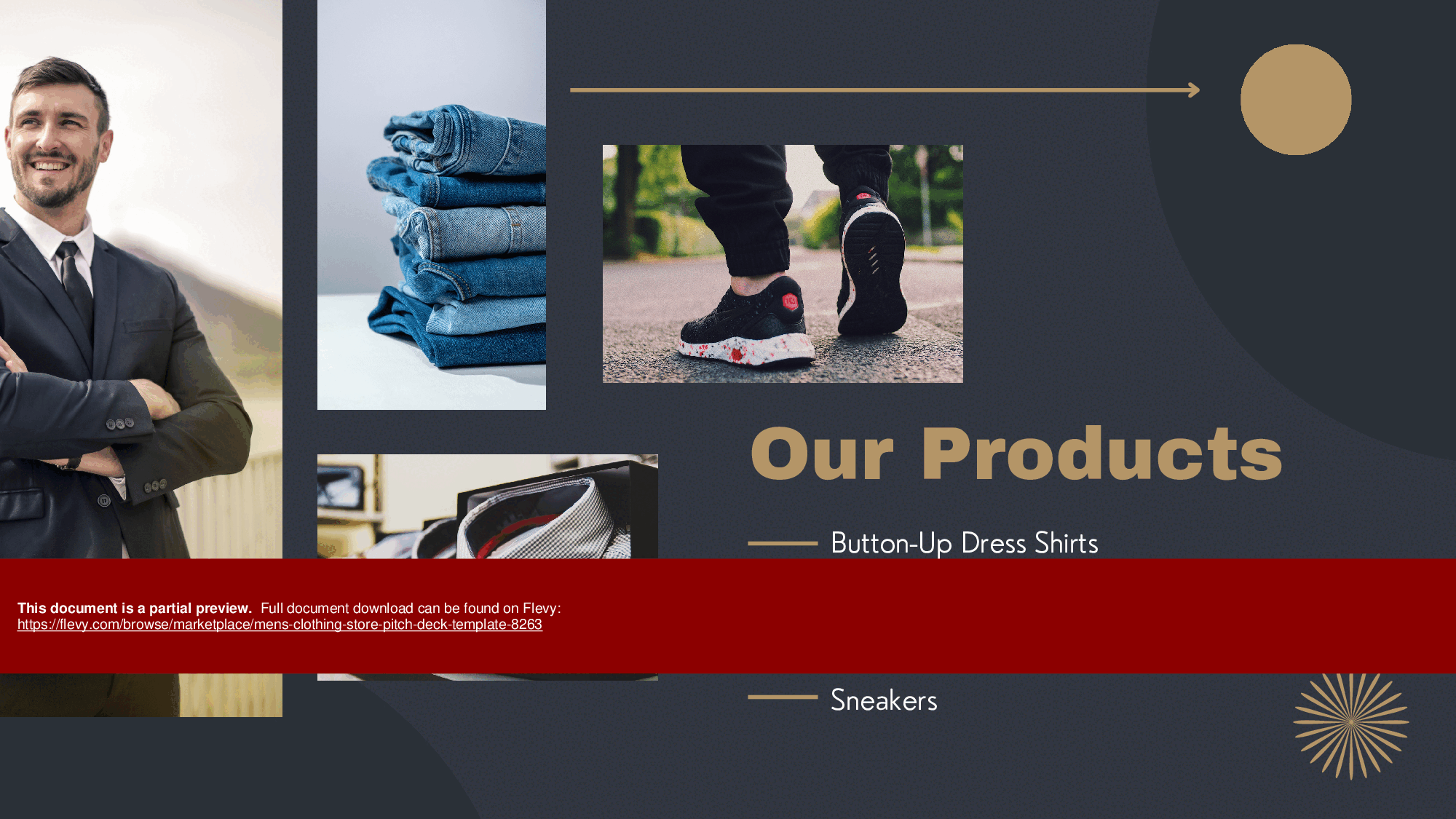 Men's Clothing Store Pitch Deck Template (34-page PDF document) Preview Image