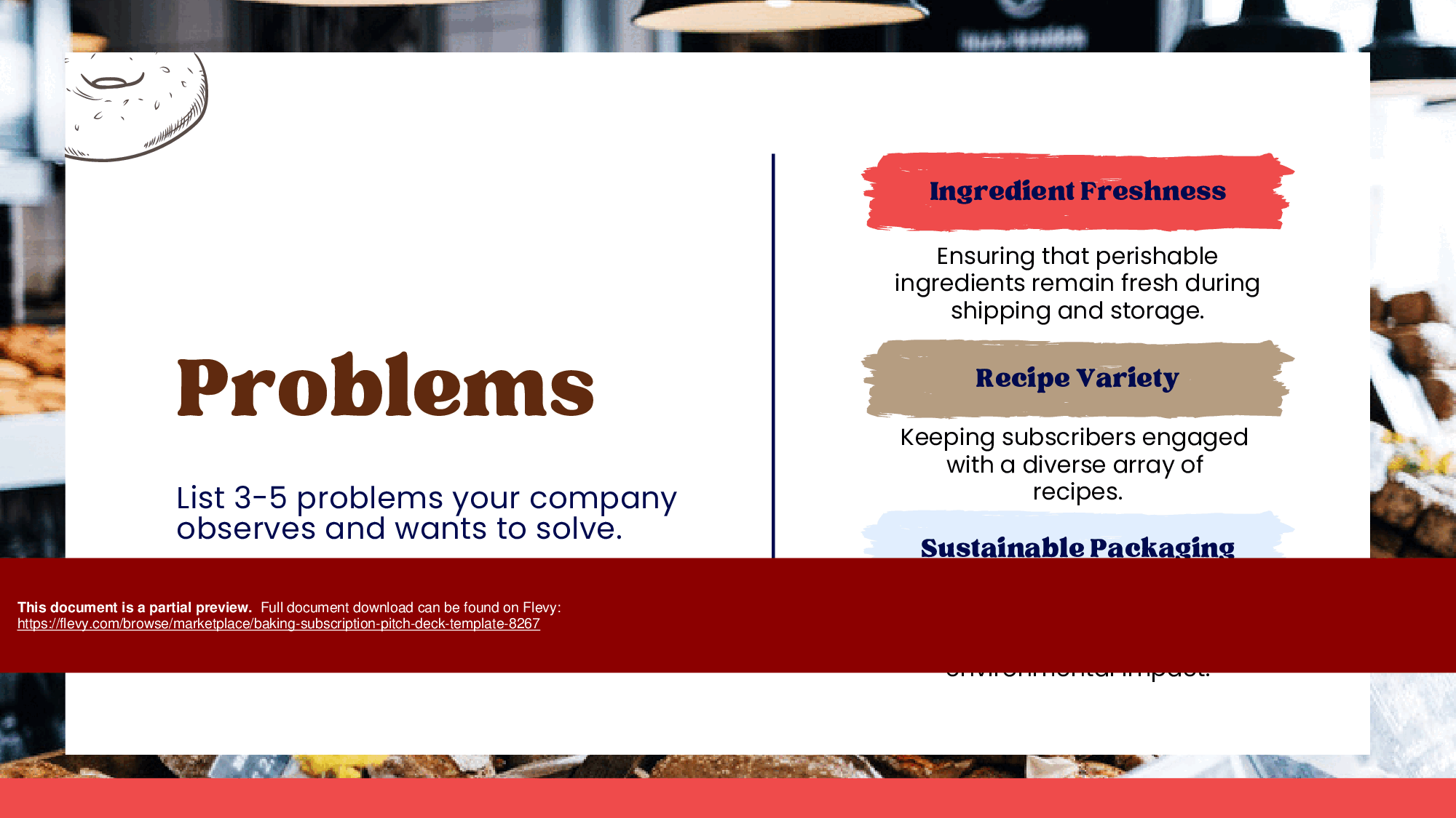 Baking Subscription Pitch Deck Template (31-page PDF document) Preview Image