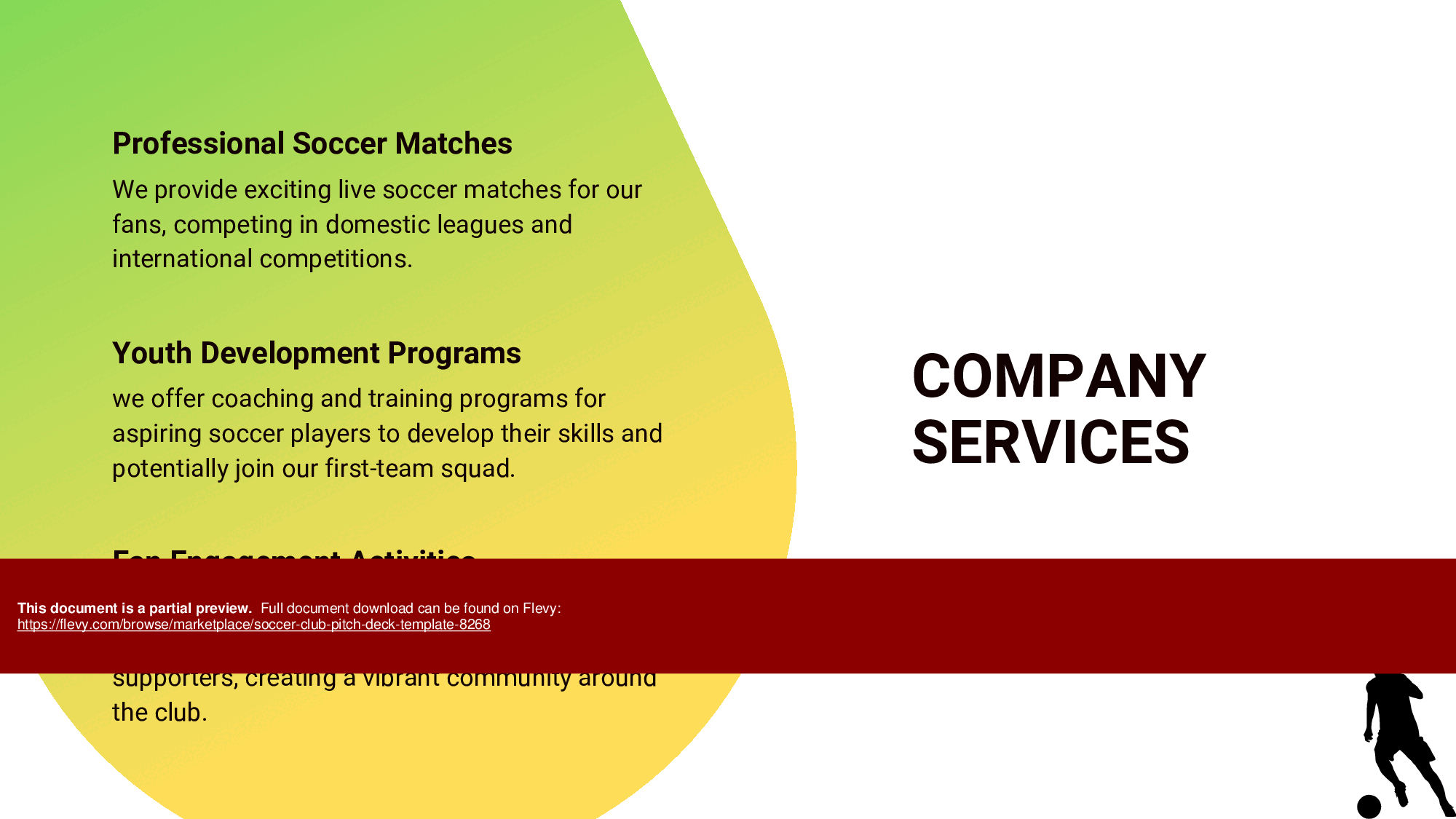 Soccer Club Pitch Deck Template (31-page PDF document) Preview Image