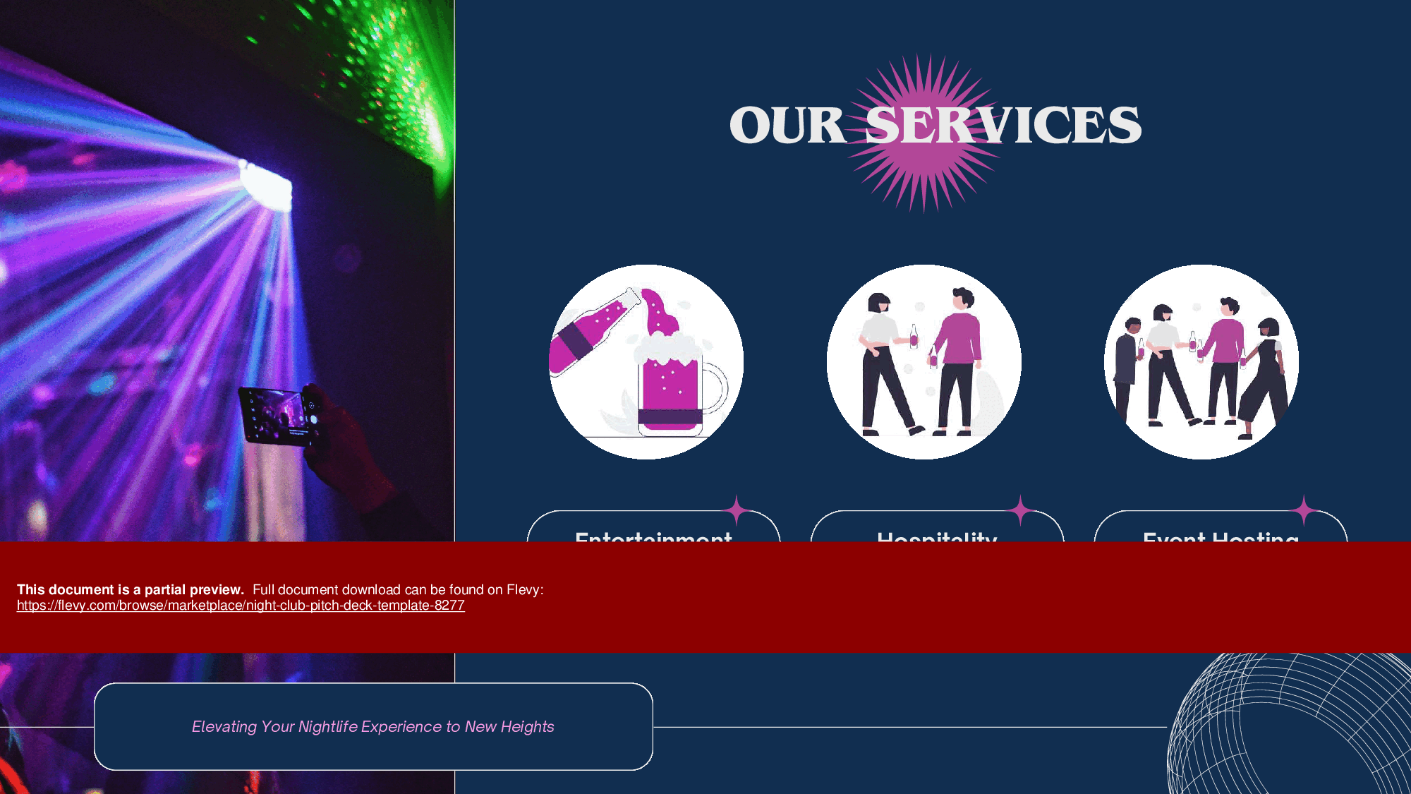 Night Club Pitch Deck Template (34-page PDF document) Preview Image