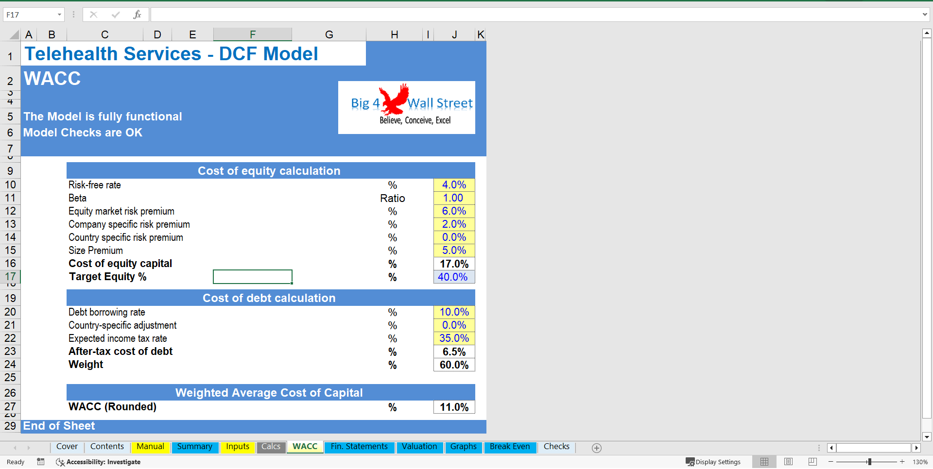 Telehealth Services Company Financial Model (10+ Year DCF and Valuation) (Excel template (XLSX)) Preview Image