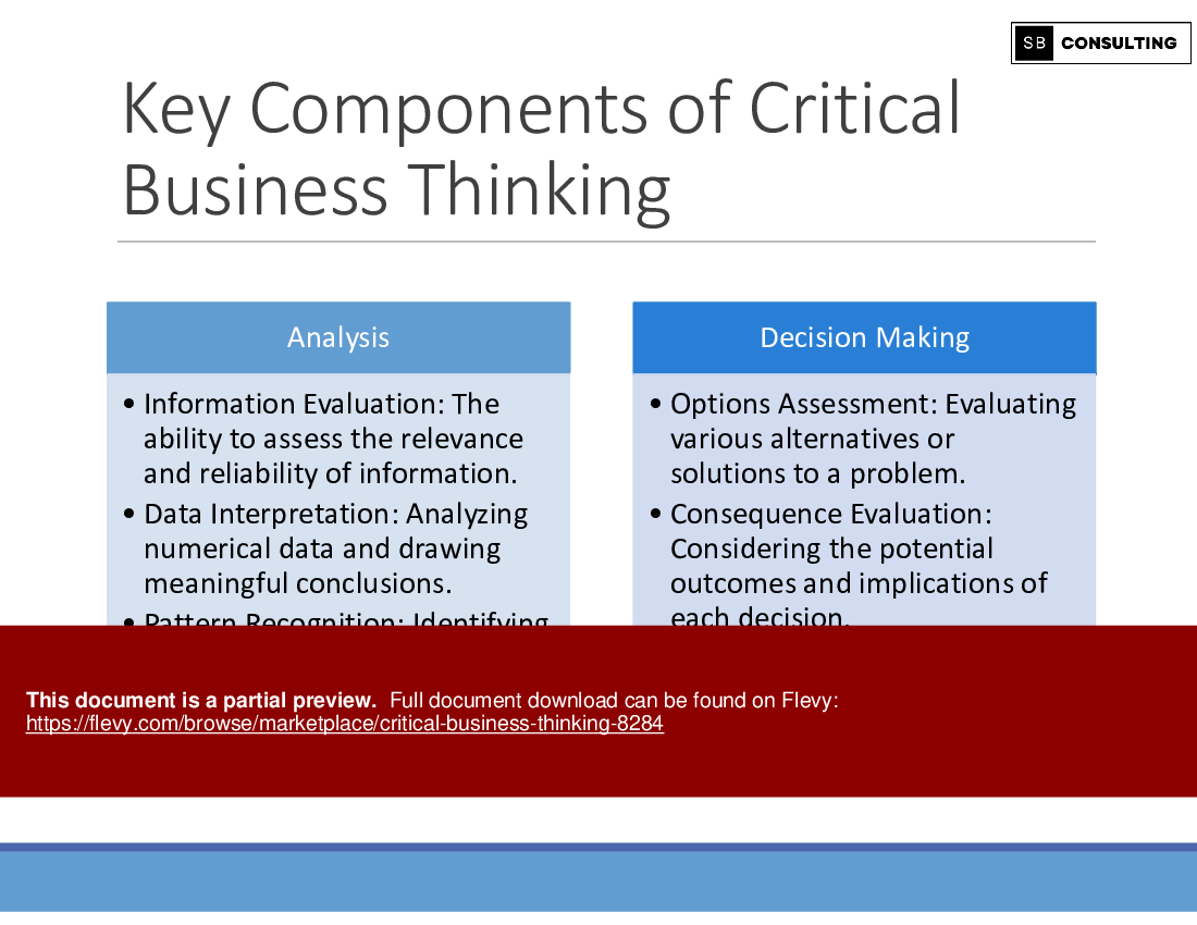 Critical Business Thinking (101-slide PPT PowerPoint presentation (PPTX)) Preview Image