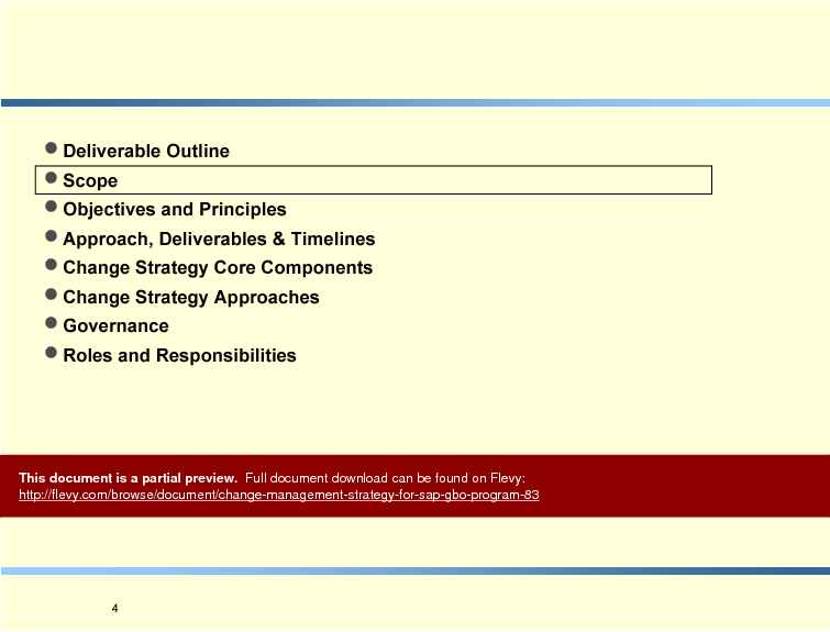 This is a partial preview of Change Management Strategy for SAP/GBO Program (61-slide PowerPoint presentation (PPT)). Full document is 61 slides. 