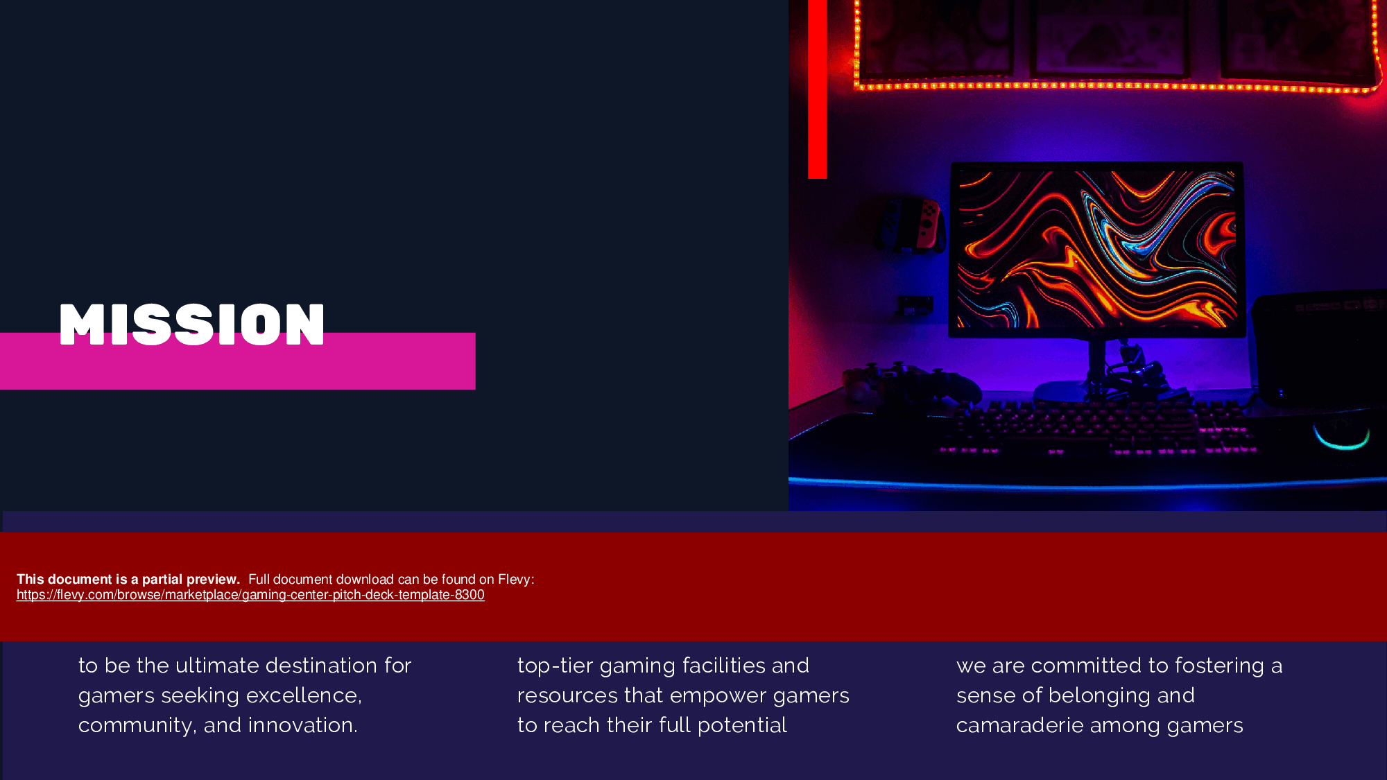 Gaming Center Pitch Deck Template (35-page PDF document) Preview Image
