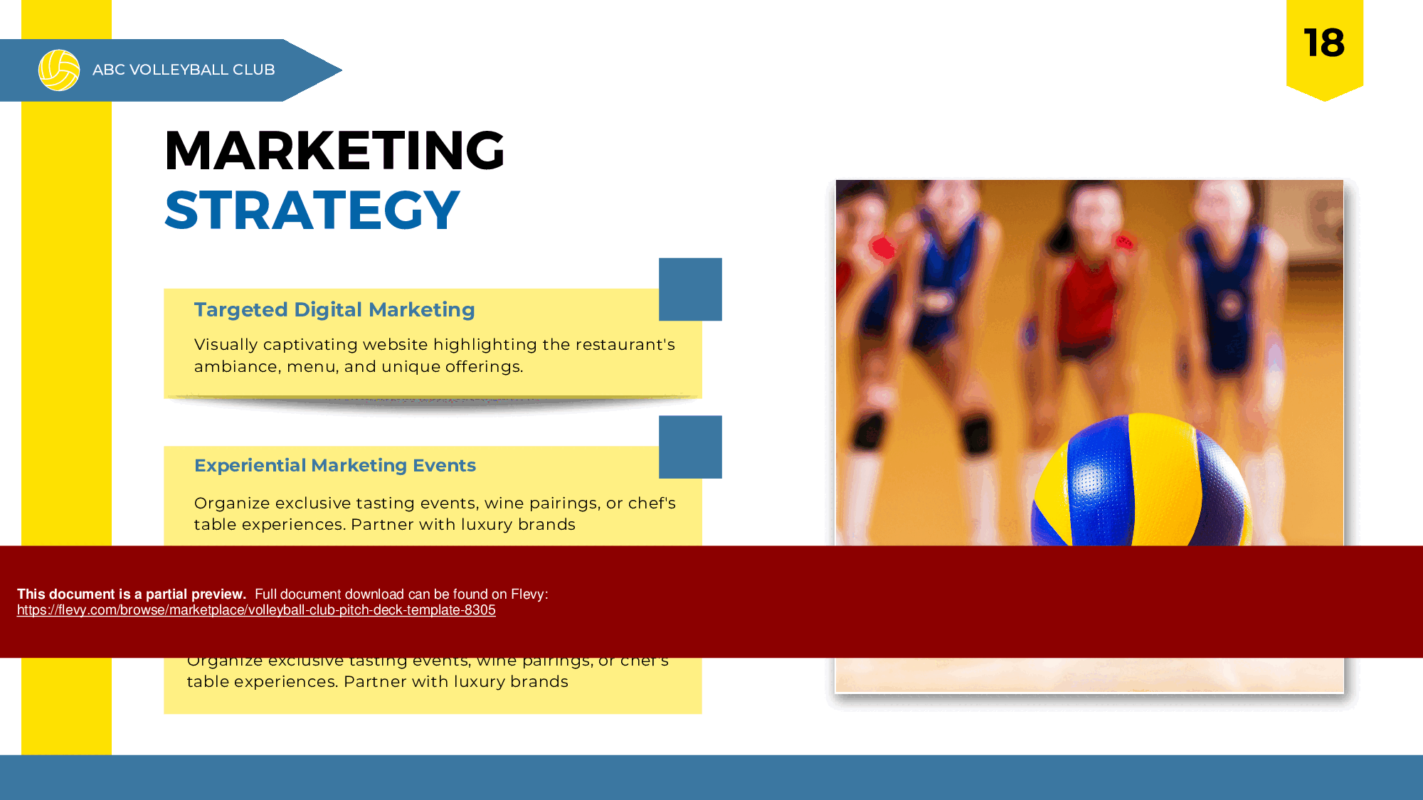 Volleyball Club Pitch Deck Template (35-page PDF document) Preview Image