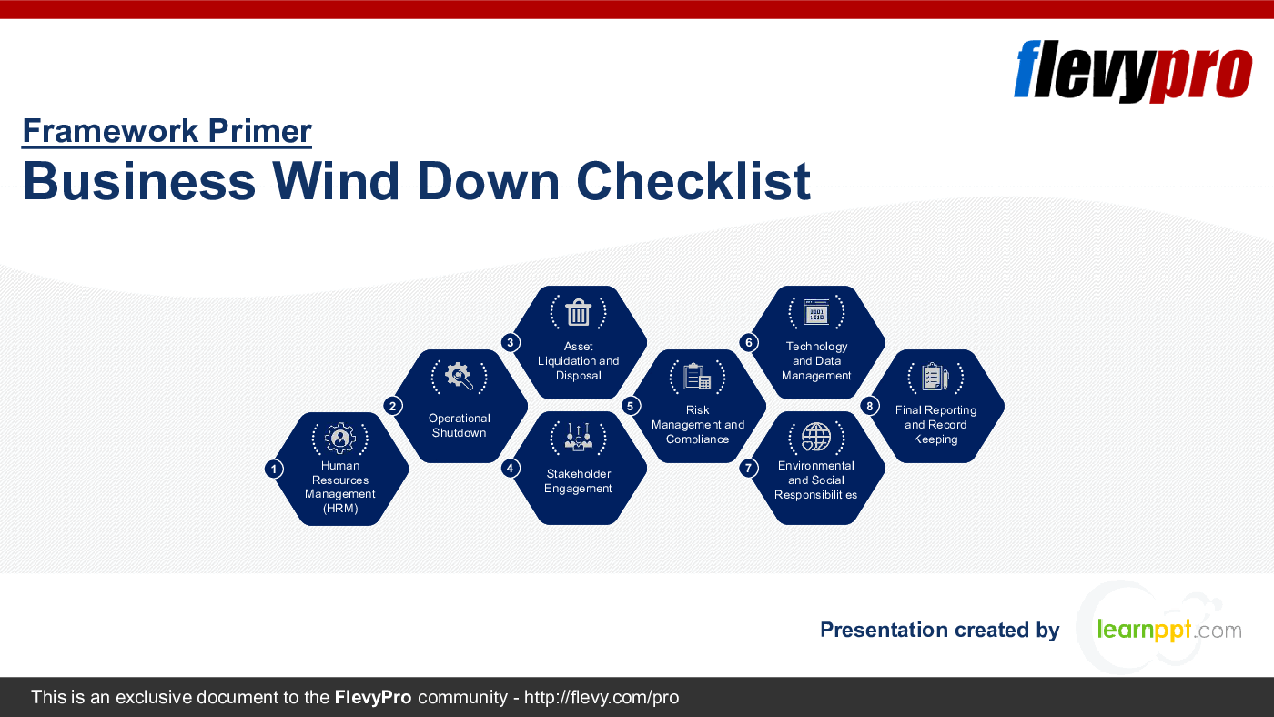 Business Wind Down Checklist (35-slide PPT PowerPoint presentation (PPTX)) Preview Image
