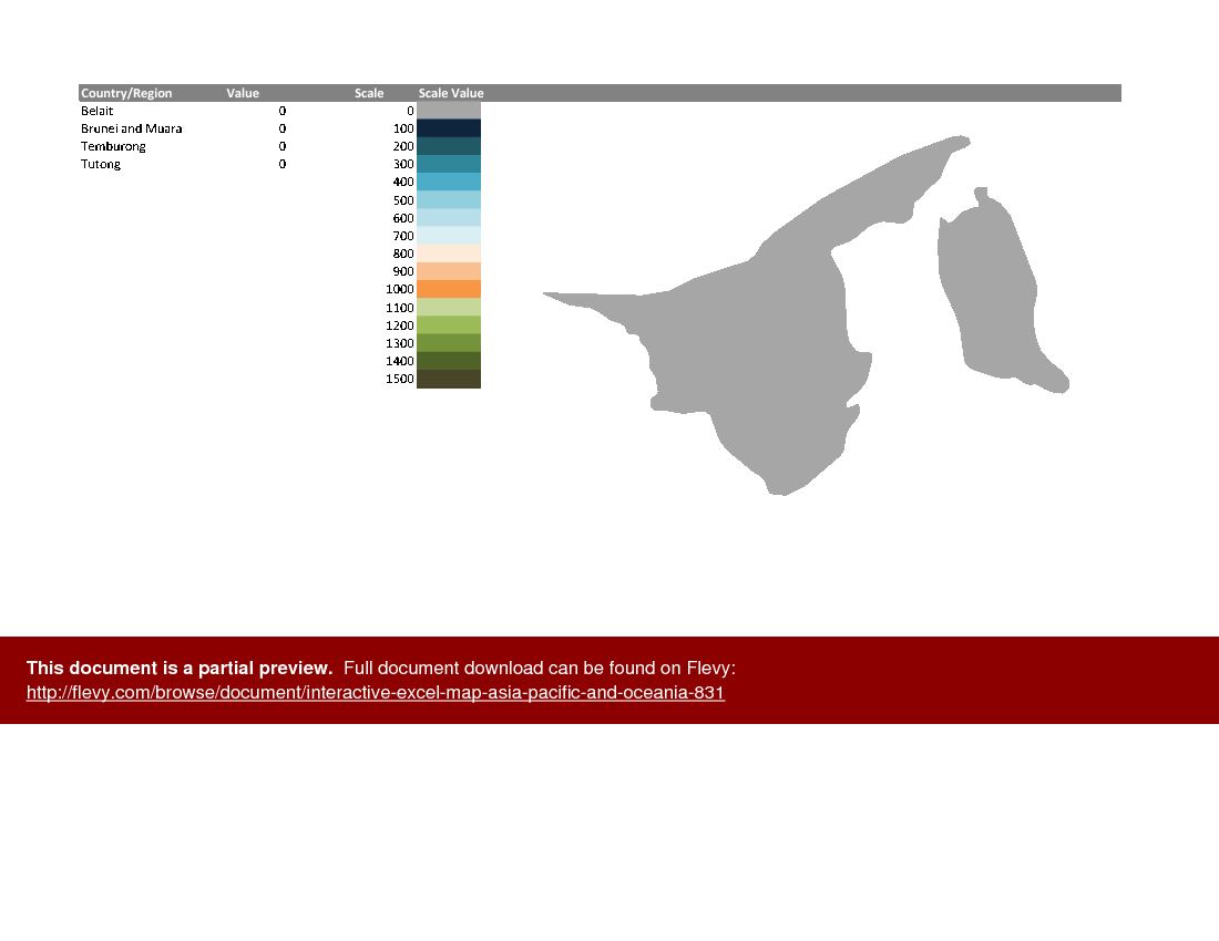 Interactive Excel Map: Asia Pacific and Oceania (Excel template (XLSM)) Preview Image