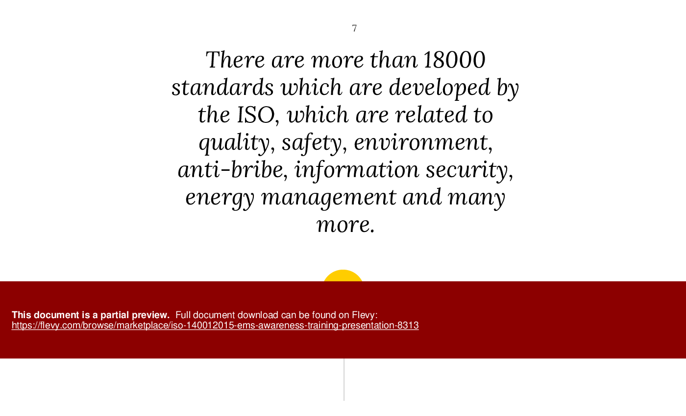ISO 14001:2015 EMS Awareness Training Presentation (76-slide PPT PowerPoint presentation (PPTX)) Preview Image