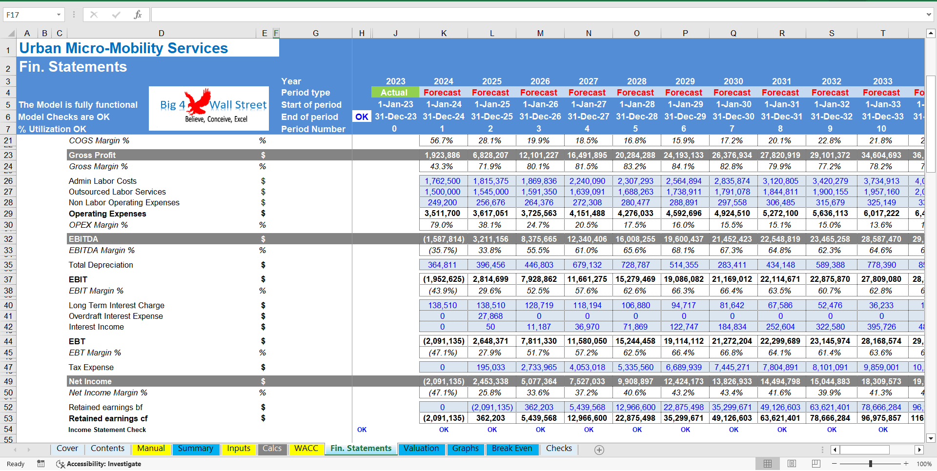 Urban Micro-Mobility Services Financial Model (DCF & Valuation) (Excel template (XLSX)) Preview Image