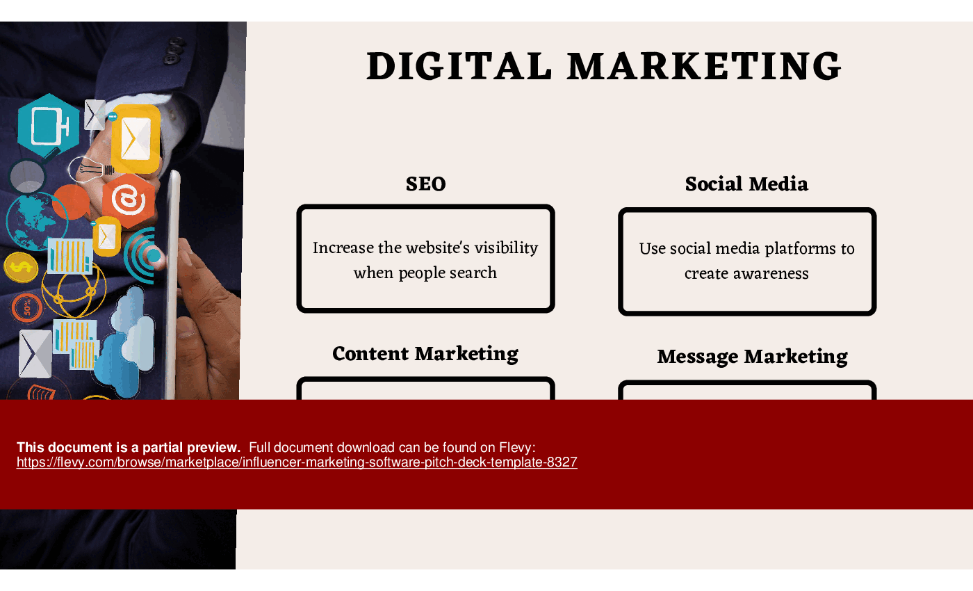 Influencer Marketing Software Pitch Deck Template (37-slide PPT PowerPoint presentation (PPTX)) Preview Image