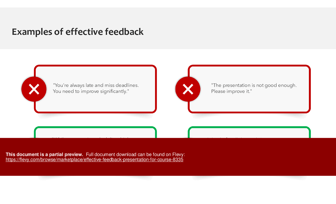 Effective Feedback Presentation for Course (11-slide PPT PowerPoint presentation (PPTX)) Preview Image