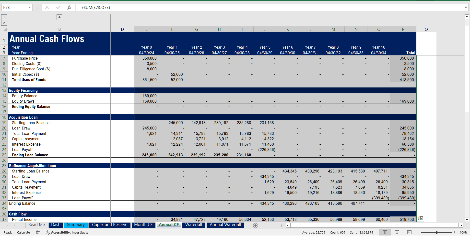 Real Estate - Single Family Rental Pro-Forma Template (Excel template (XLSX)) Preview Image