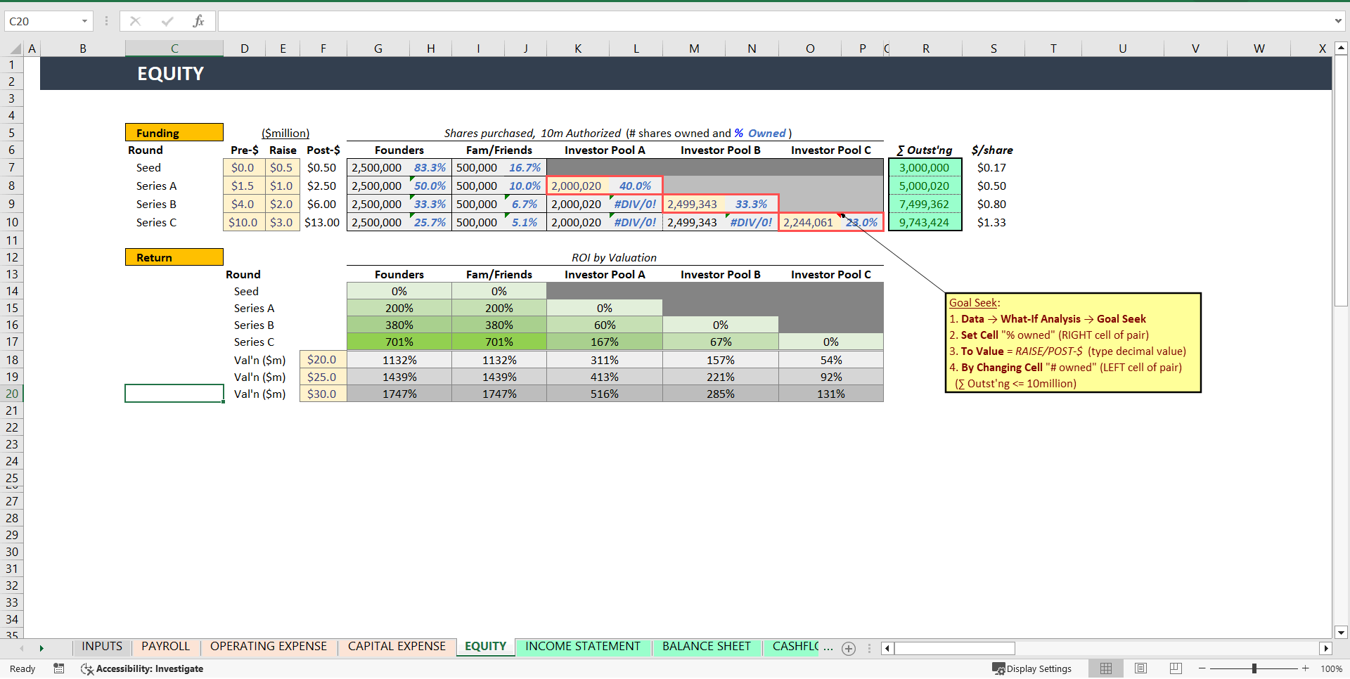 Startup Business Financial Model (Excel template (XLSX)) Preview Image