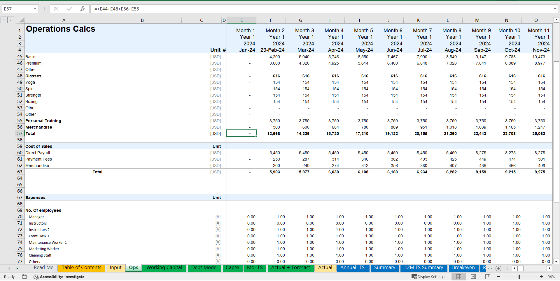 Gym Financial Plan and Budget Control (Excel template (XLSX)) Preview Image