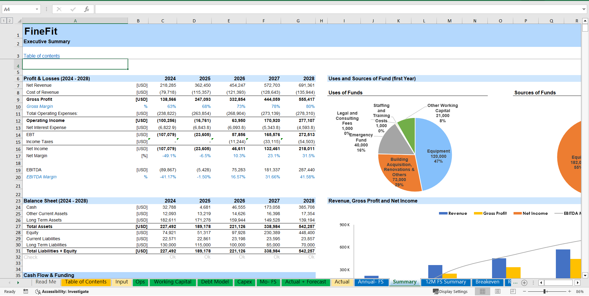 Gym Financial Plan and Budget Control (Excel template (XLSX)) Preview Image