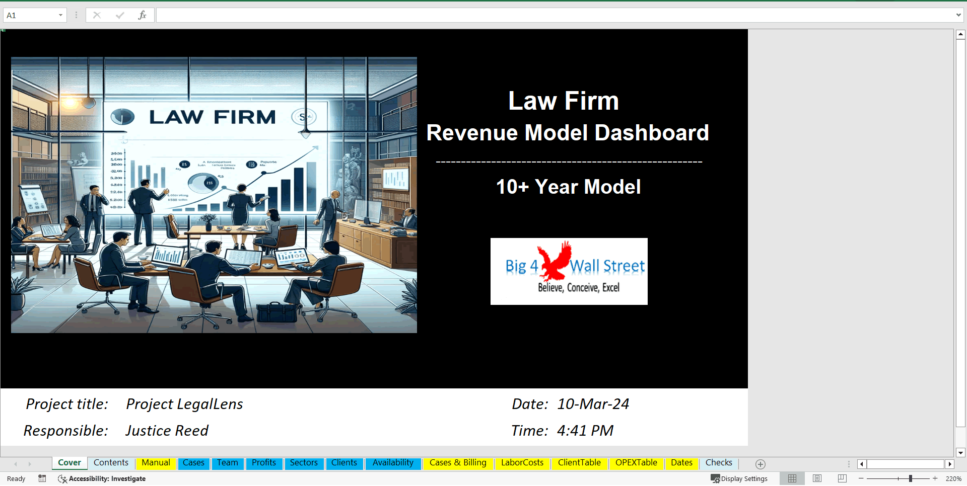 Law Firm Revenue Model Dashboard (Excel template (XLSX)) Preview Image