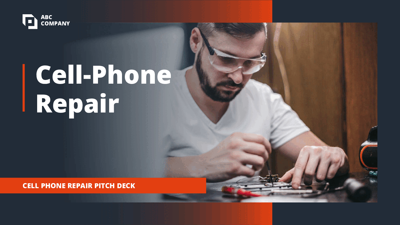 Cell Phone Repair Pitch Deck Template (33-slide PPT PowerPoint presentation (PPTX)) Preview Image