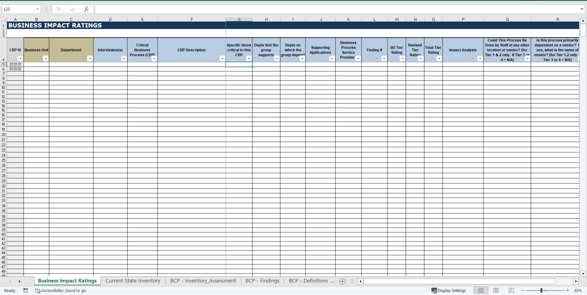 Excel Template: Business Continuity Planning (BCP) & Disaster Recovery ...