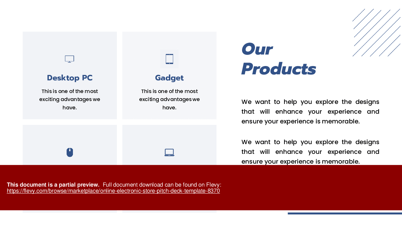Online Electronic Store Pitch Deck Template (32-slide PPT PowerPoint presentation (PPTX)) Preview Image